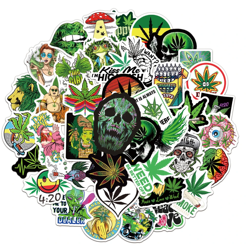 10/30/50/100pcs Funny Characters Weed Leaves Graffiti Stickers DIY Motorcycle Laptop Luggage Car Bike Kids Sticker Decals Toys yubaoge sized xuan rice paper chinese calligraphy characters kanji drawing chinese goingbi drawing paper 34x70cm 100pcs bag