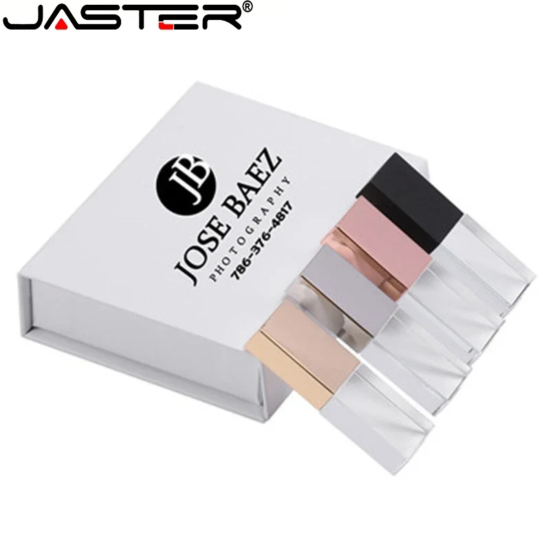 Logo Gratuito Crystal Pen Drive 128Gb Capacità Reale Flash Drives 64Gb Fotografia Confezione Regalo Memory Stick 32Gb Pendrive 16Gb U Disk 8G