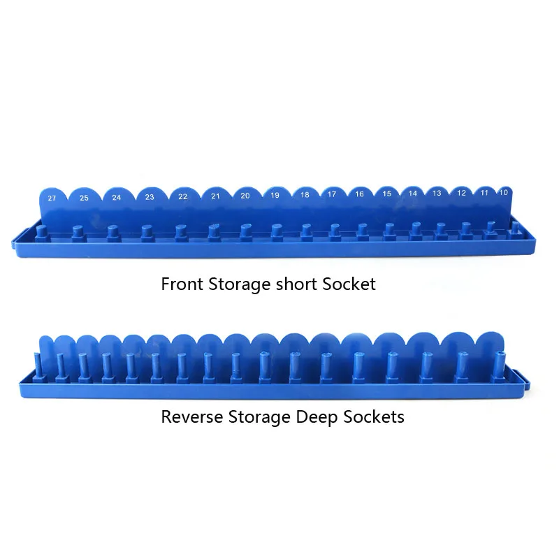 Metric Socket Wrench Head Storag Organizere 1/4'' 3/8'' 1/2'' Plastic Socket Tray Rack Holder Storage for Socket Wrenches 3