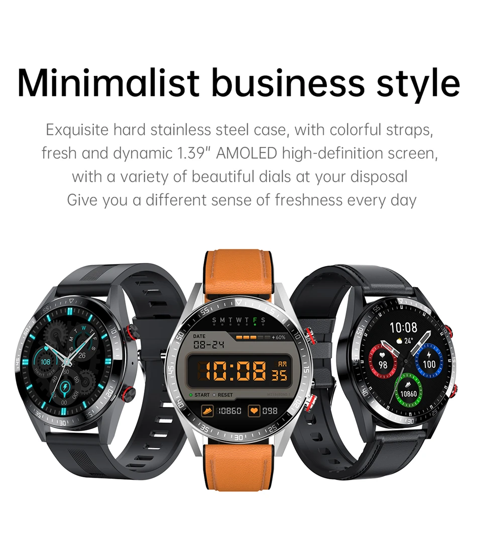2022 New 454*454 AMOLED screen smart watch Always display the time bluetooth call local music Weather smartwatch for men Android