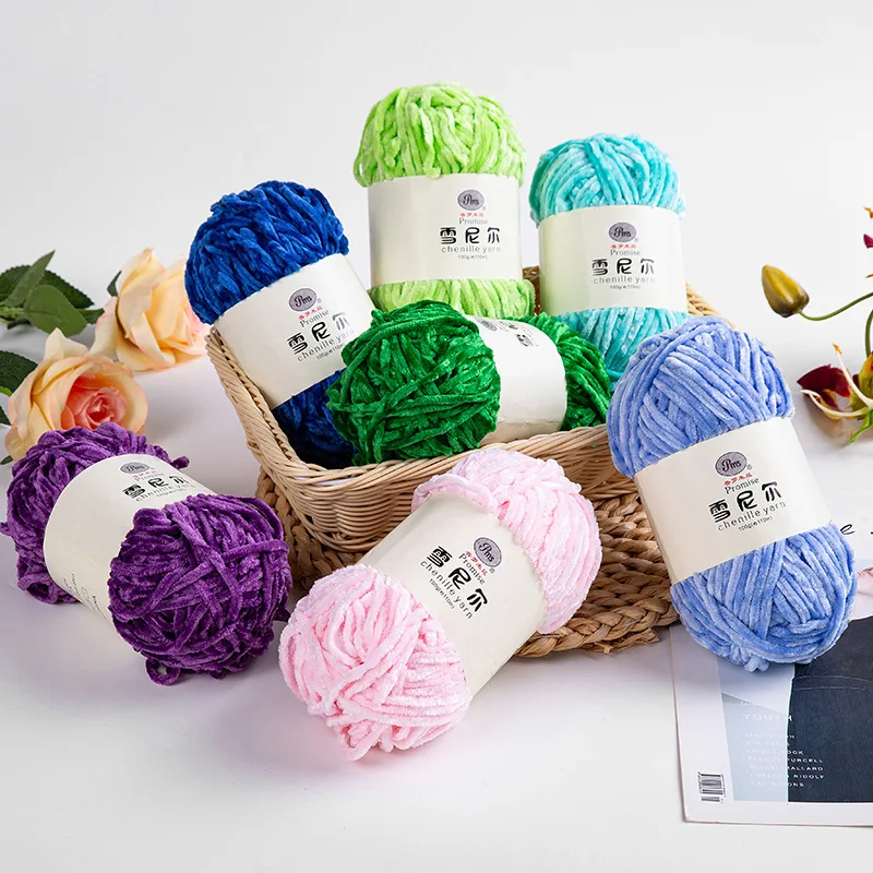 100g 6mm Chenille Yarn DIY Polyester Velvet Yarn Amigurumi Accessories Dolphin Baby Plush Yarn Soft for Knitting 1 Skein 2
