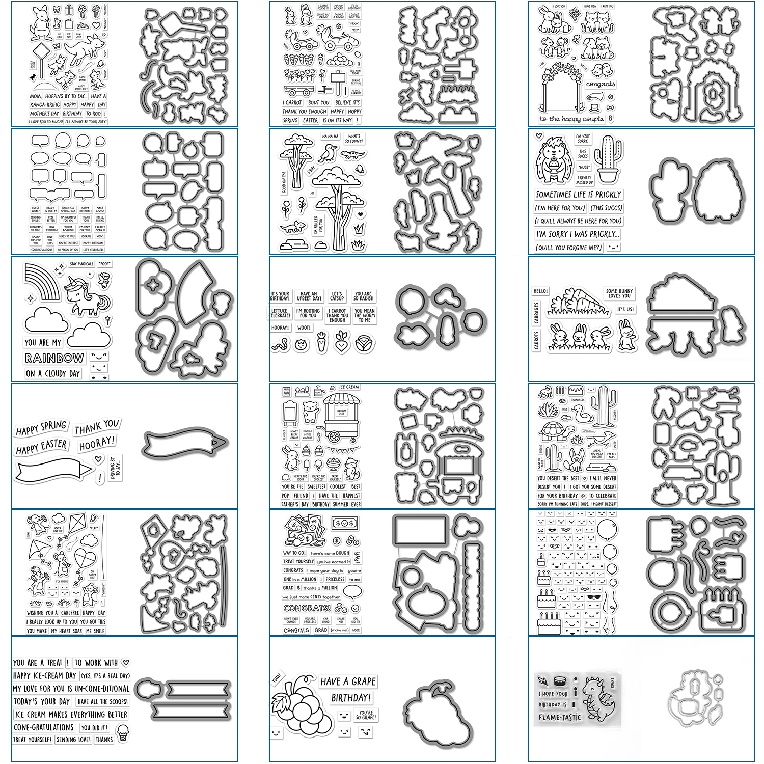 All The Speech Bubbles Clear Stamps and Cutting Dies Cute Animals Kangaroo Silicone Stamp For DIY Scrapbooking Decoration Paper