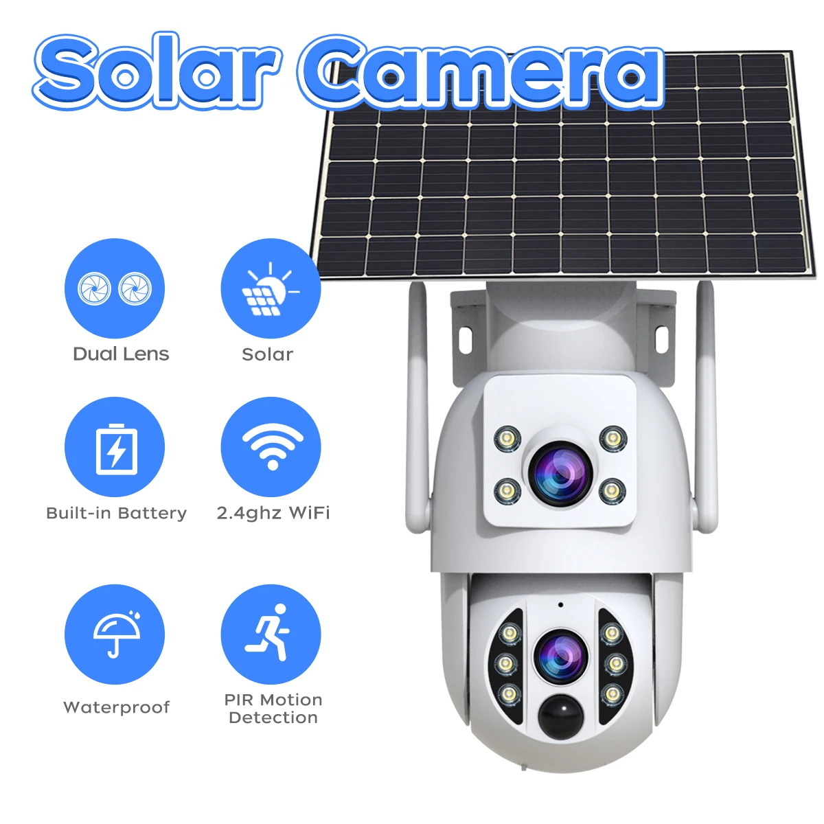 Jooan 6MP WiFi Überwachungskamera Outdoor Dual Lens Wireless Solar IP Kamera PIR Bewegungserkennung Sicherheit Batterie CCTV Monitor