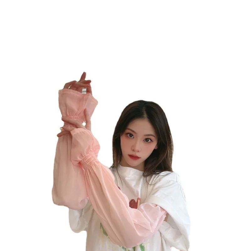 Summer Gloves Long Fingerless Gloves Pure Color Sun Protection Sleeves Gloves Thin Arm Sleeve Sunscreen Breathable F