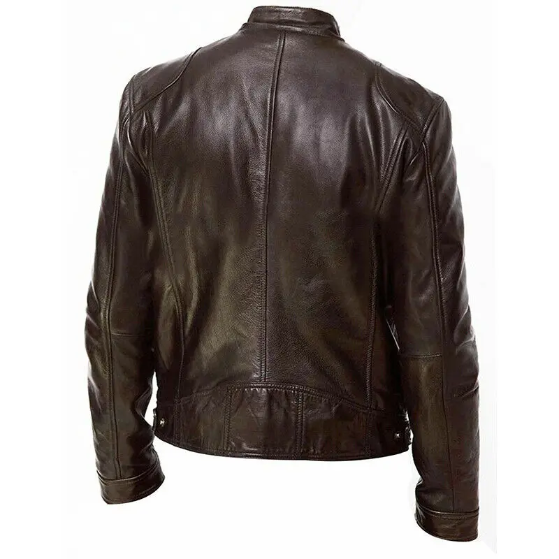 Texwood men's casual and sports wear store, summer beach clothes, men's leather fashion, jewelry, sunglasses Mens Retro Leather Jacket Motorcycle Stand Collar Biker Coat Zip Up Slim Fit Outwear Top Jacket Coat