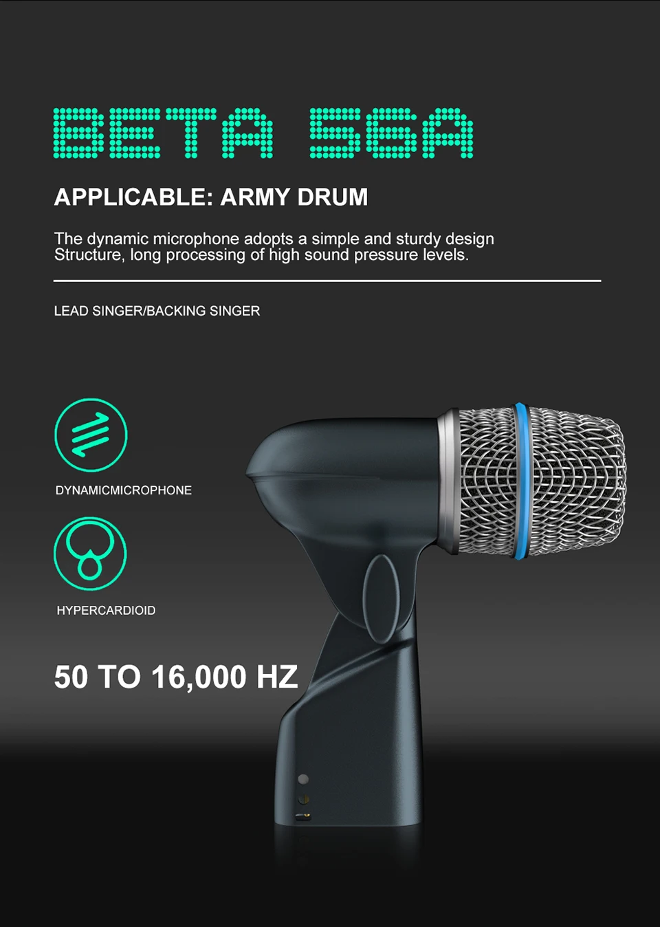 Drum Microphone BETA 56A 52A 57A Musical Instruments Mic For Band DJ Stage Instrumental Performance Recording Live