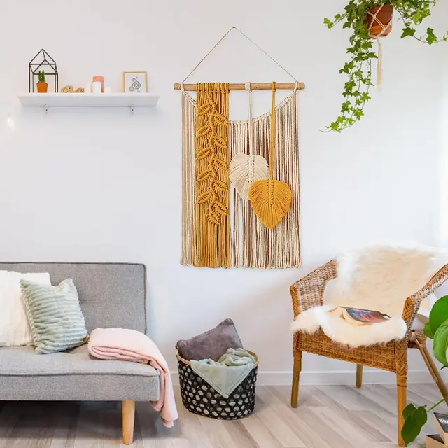 Boho Gobestry Makrame Fali Dekoráció - Szövött Gobelin Bojtos Tufed, Modern Bohém Művészeti Kárpit A Házfali Orna Számára - Image 6