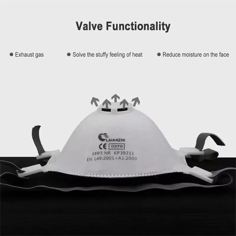 Masque FFP3 blanc avec valve, jetable, protection PM2.5, emballage