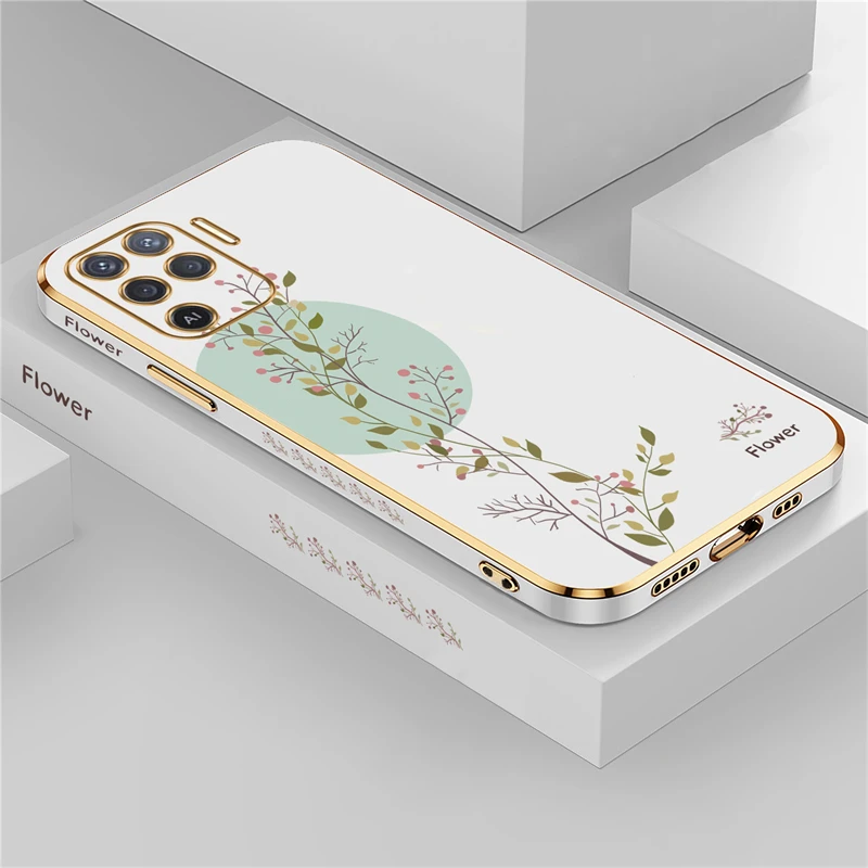 Elegant Plating Pattern Silicone Case with Soft Flower Design and Lens Protection Cover