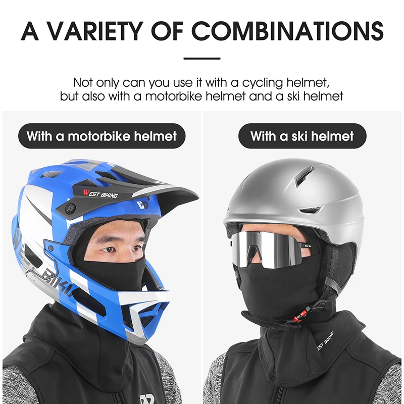 WEST BIKING Cycling Cap Winter Warm Running Scarf Balaclava Velvet Bike Full Face Cover Headwear Climbing Fishing Skating Cap