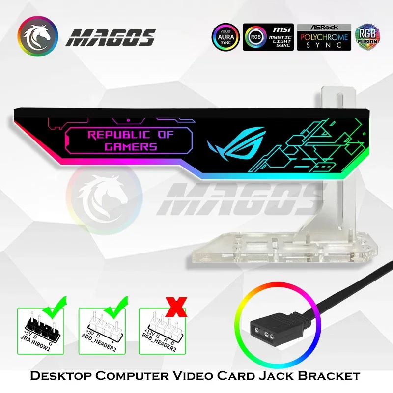 Customzable Suporte Mod Gpu 4090 3090 Placa de Vídeo Jack Bracket Suporte 5v 3pin Argb Sync 3080 3070 Decoração do Gabinete Gamer - Imagem 5