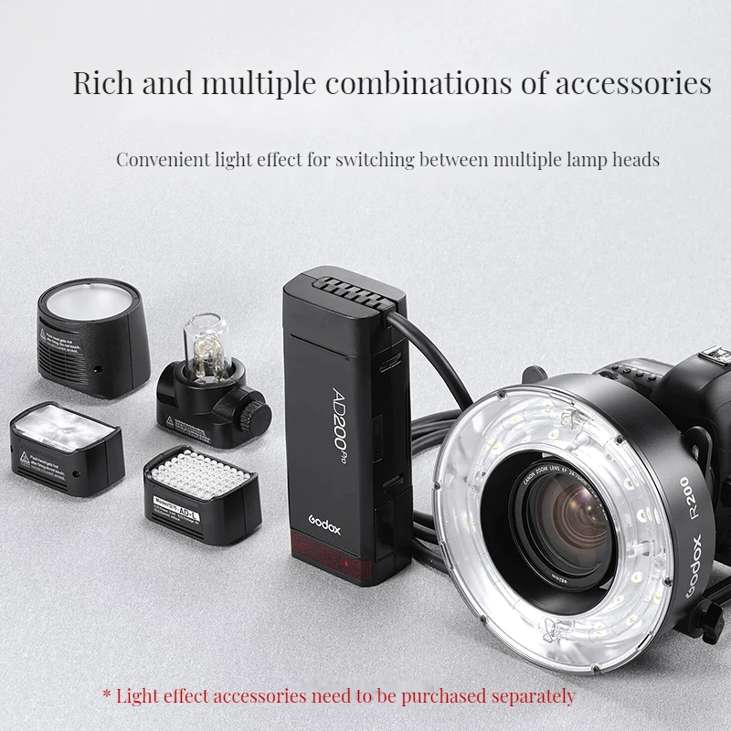 Godox AD200 Pro Outdoor Flash Light 200Ws TTL 2.4G 1/8000 HSS 0.01-1.8s Recycling 2900mAh Battery with Xpro Trigger