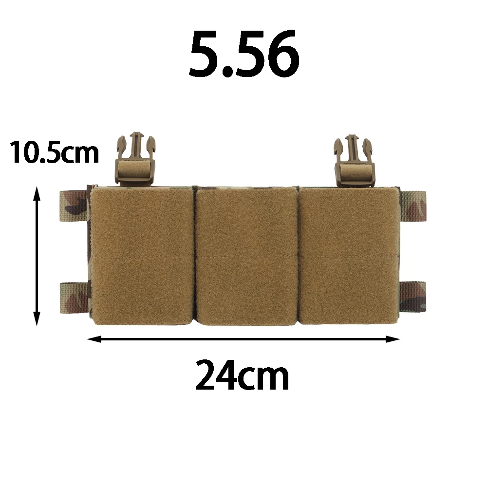 Tactical Triple Magazine Pouch Hook Loop Panel For 5.56 7.62 Mag Pouches Krydex For Hunting Vest Chest rig Airsoft Accesories