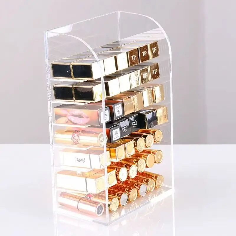 Acrylic 7/8 Layers Lipsticks Rack Transparent Curve Nail Polish Display Shelf Makeup Storage Organizer High-capacity 4