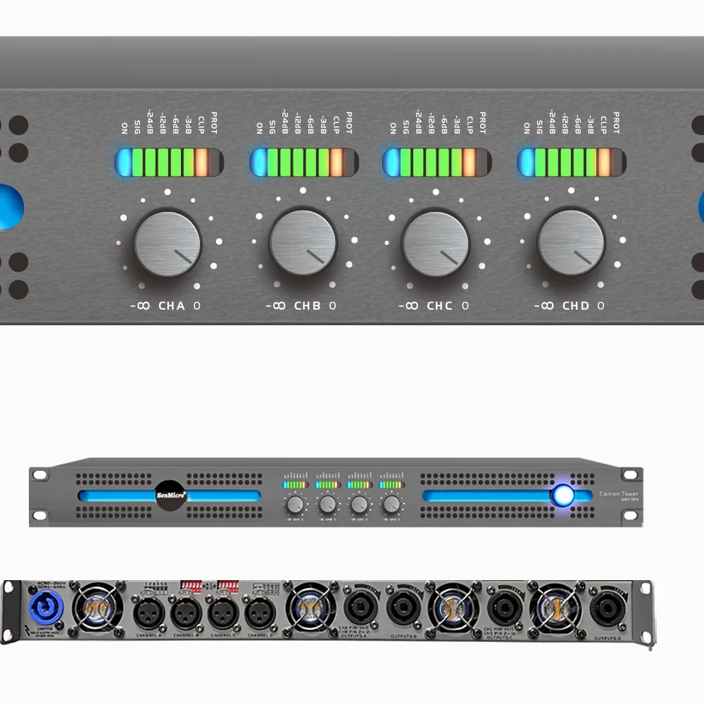 SenMicre CT4.20 전문 디지털 파워 앰프 4채널 4X2000W 8옴 1U 라인 어레이 스피커 앰프 DJ 서브우퍼 앰프