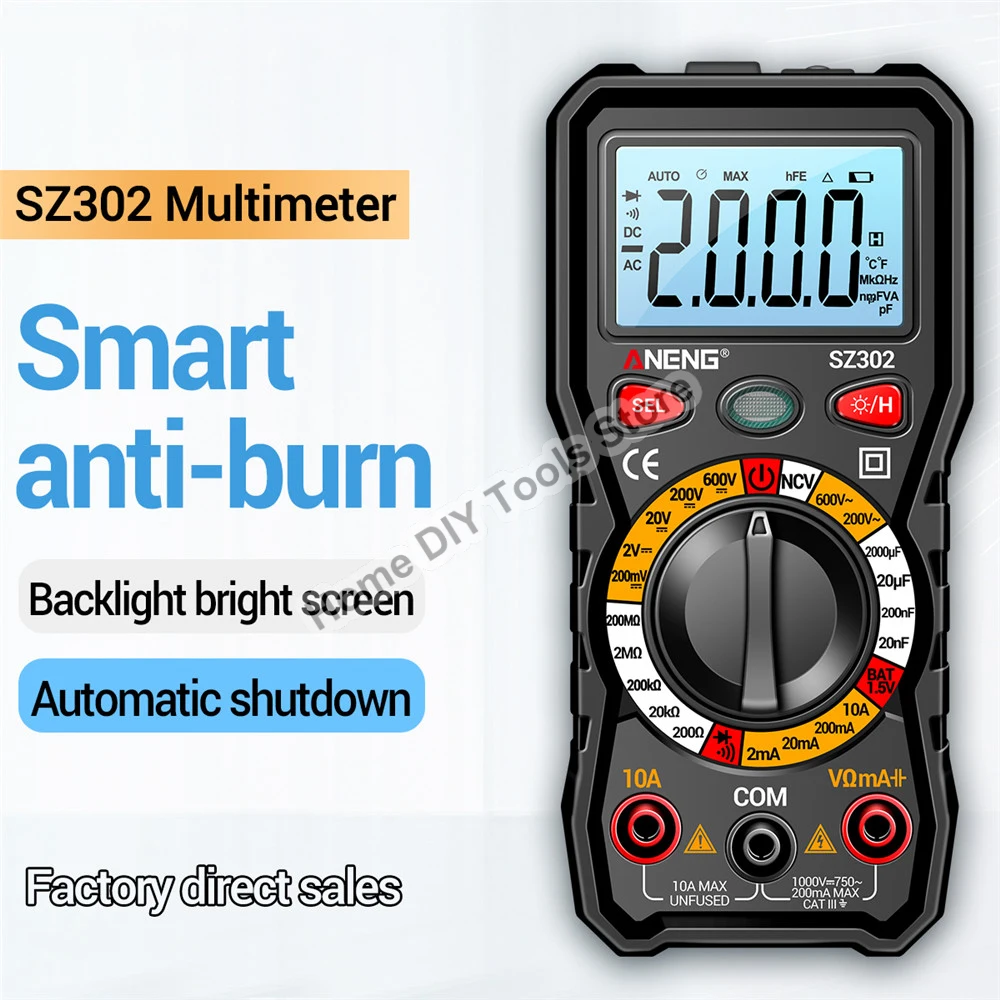 Sz301 Sz302 Multimetro Digitale Professionale Multimetro Auto Voltmetro Ac Dc 220V Resistenza Tensione Condensatore Diodo Ncv Tester