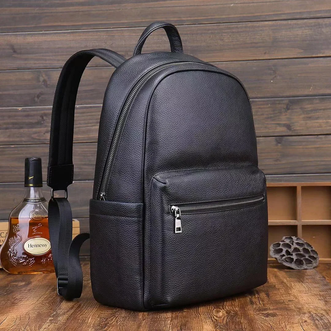 Genuine Leather Backpack - Men's Waterproof Travel School Bags (3MA1)(F78)