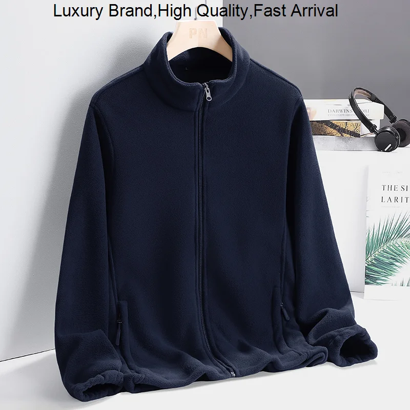 

Fleece Women Solid Color Zip Warm Stand Collar Cardigan Men Coat Fashion Lightweight Winter Couple Jacket Chaqueta