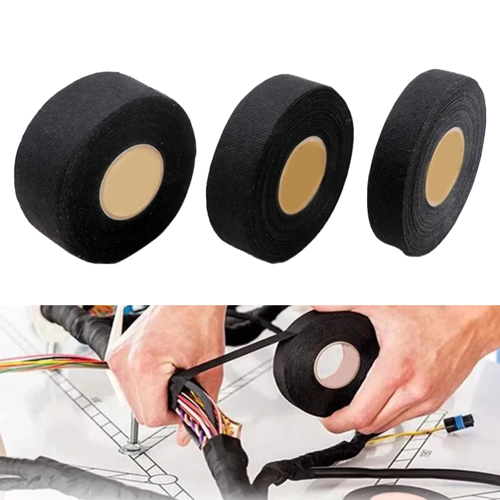 

1pc 15M*9MM/ 15M*19MM/ 15M*25MM Heat-resistant Flame Retardant Tape Car Cable Harness Wiring Protection 0.3mm Black Tape