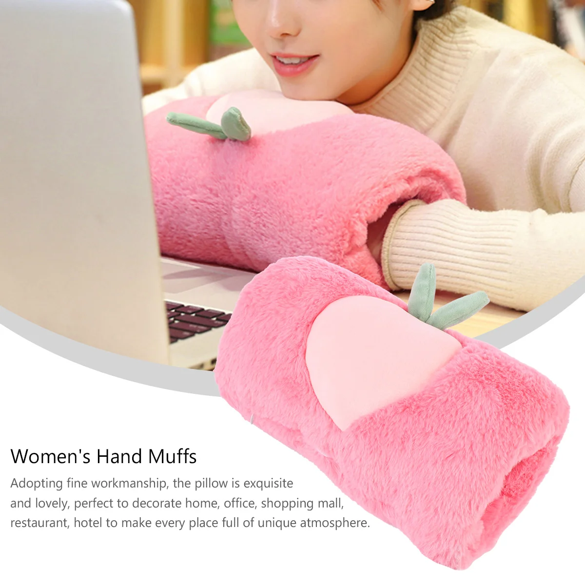 

Homoyoyo Faux Fur Hand Warmersmuffs Rabbit Fur Hand Warmers Peach Pattern Winter Hand Warmers Muffs Plush Hand Warmers Wrist
