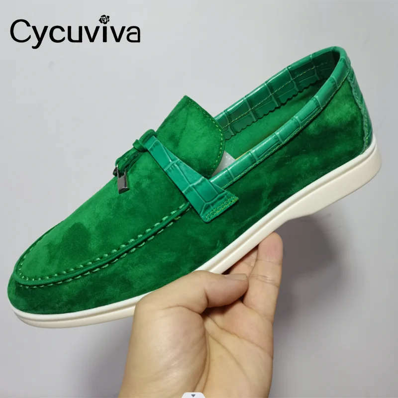

2022 New Arrivel Quality Suede Leather Loafers Women & Men Fringe Decor Flat Casaual Shoes For Woman Spring Summer Walk Mules