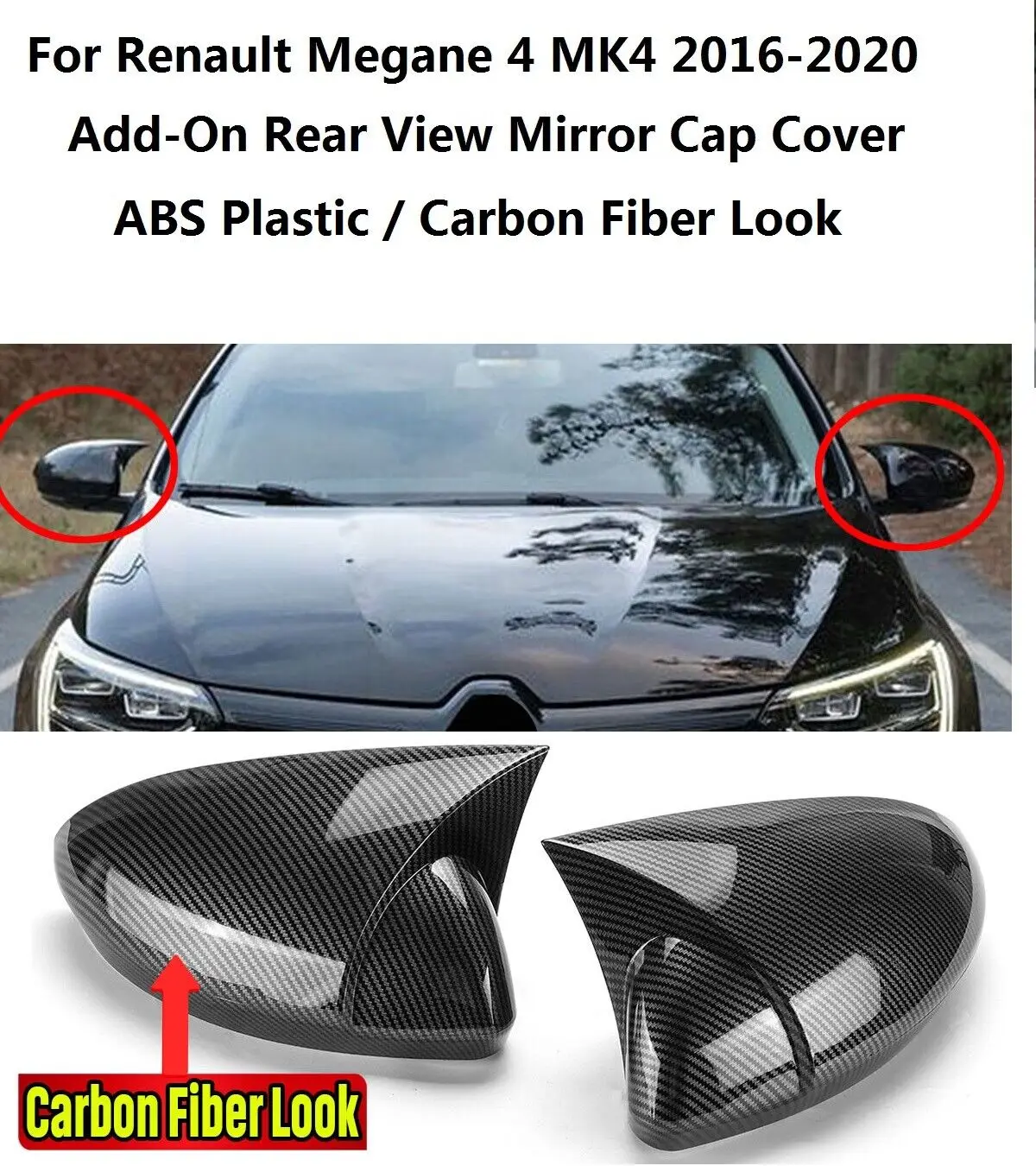 For Renault Clio 4 Mk4 Zoe Captur 2012-2019 Pair Side Rear View Mirror  Cover Caps ABS Cover Gloss Black Tuning Car Accessories - AliExpress