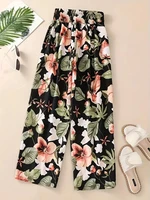 Floral Pants Spring and Summer Thin High Waist Slim Ice Silk Stretch Floral straight-leg Women's Pants - Image 2