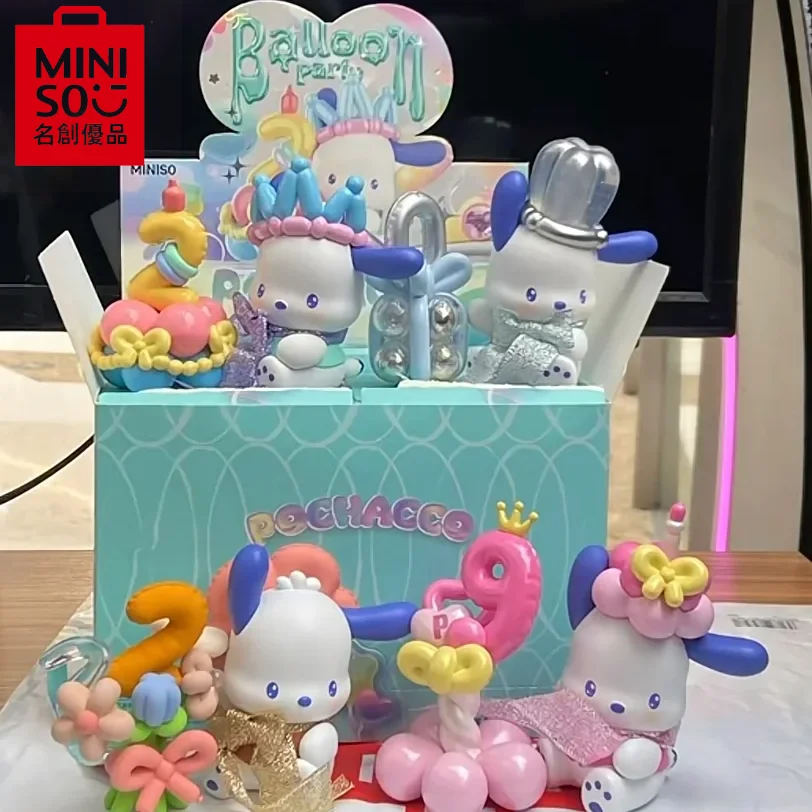 

Miniso Sanrio Pochacco Balloon Carnival Party Series Blind Box Anime Figures Guess Bag Model Desktop Decora Toy Gifts