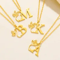 Beauty Flower Initial Necklace Women Girl Gifts Stainless Steel Gold Color Letter Pendant Choker Alphabet Jewelry Free Shipping - Image 5