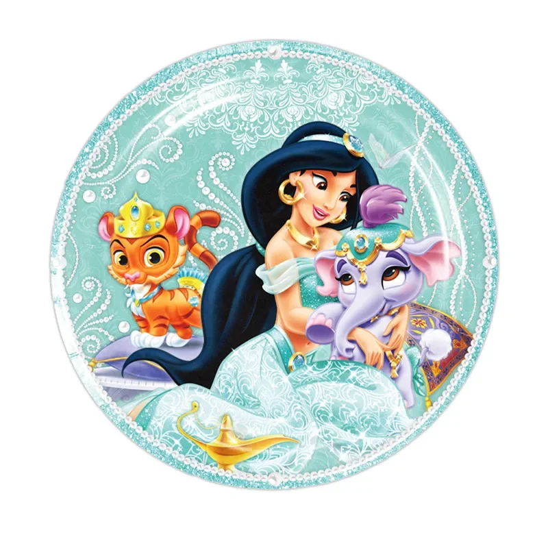 Birthday tableware set Birthday party supplies Party supplies Disposable tablecloth Princess Jasmine Birthday Party Decor Disposable Tableware Cup Plate Tablecloth Balloon Banner Set Baby Shower Supplies