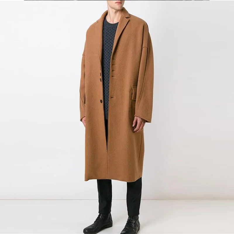 

Men's Woolen Coat Autumn And Winter New Europe And The United States Runway Rest Super Loose Large Coat Coat