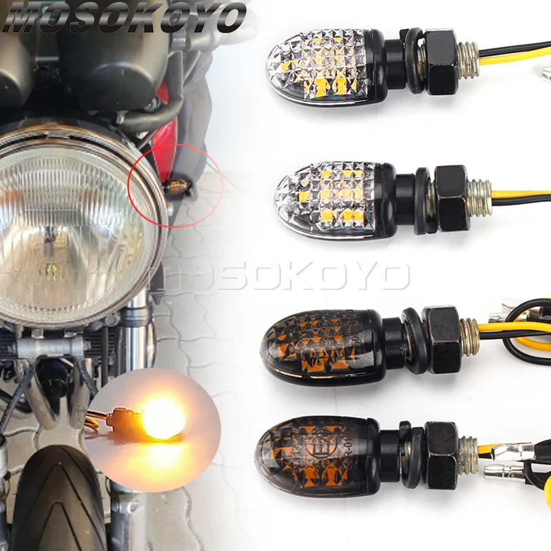 

2pcs 8mm Mini Universal LED Turn Signal Indicators Light Amber Blinker Super Bright Lamp E24 Mark Motorcycle Accessories Parts