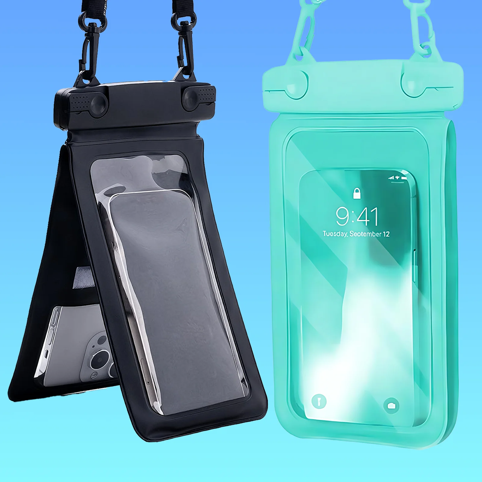Waterproof Double-Layer Phone Pouch with Hanging Rope