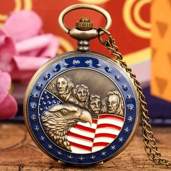 Eagle Over Flag Mount Rushmore Pendant/Pocket Watch