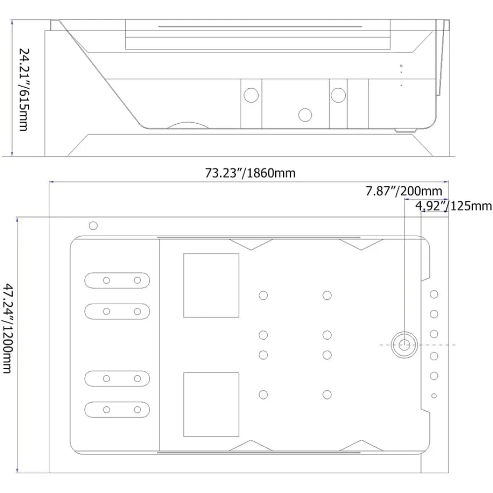 73 Inch Whirlpool Bathtub Water Massage for Two People, 3 Sides of The Bathtub with 22 Water Jets Bathroom Fixture 2