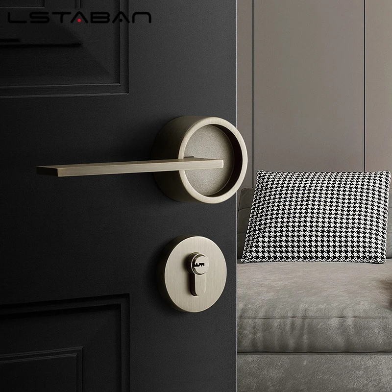 Conjunto de Fechadura de Porta Redonda Estilo Americano Retro Quarto Maçaneta da Porta Interior Anti-roubo Fechadura da Porta de Segurança do Quarto Vintage