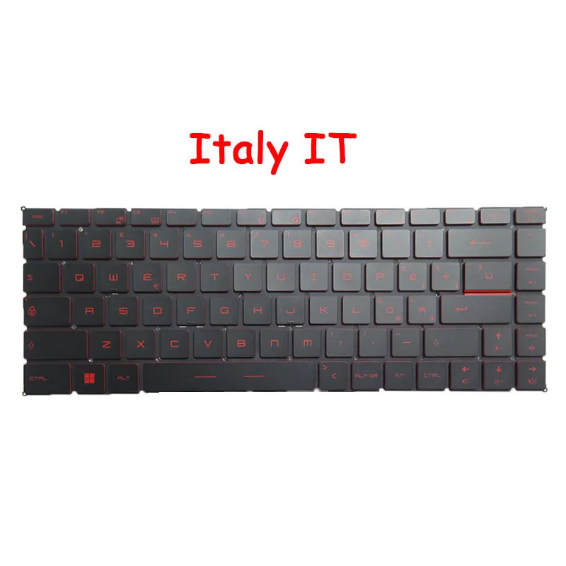 

Клавиатура с красной подсветкой для ноутбука MSI, для Bravo 15 15 A4DDR 15 A4DCR MS-16WK, Италия, Скандинавская, английская, американская, черная, без рамки