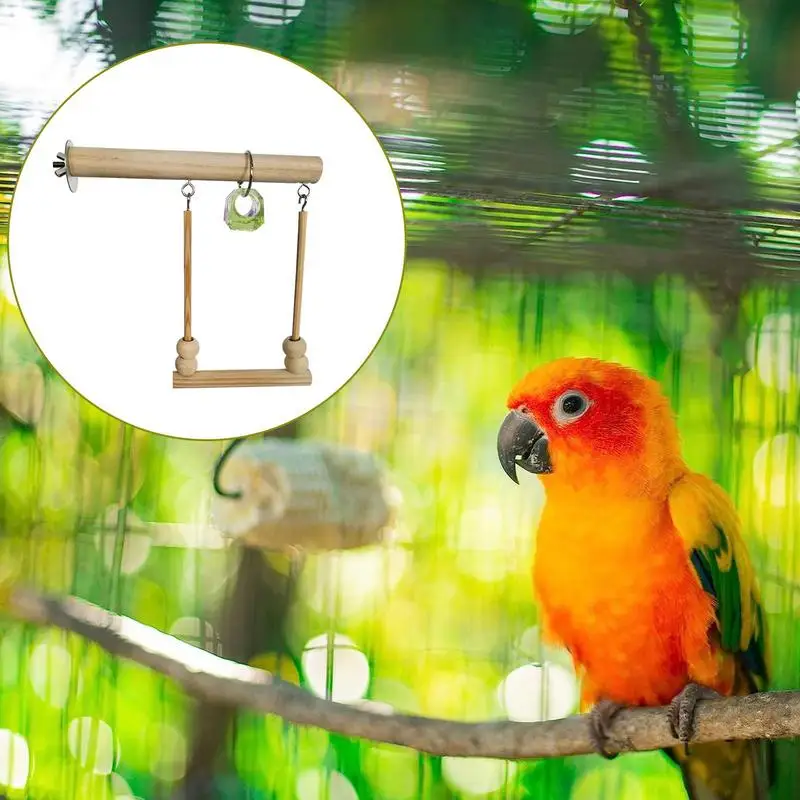 

Bird Swing Toy Wooden Perch Cage Stand Stick Parakeets Wood Articles Parrot Training Toys Lovebird Standing Pole Rod Supplies