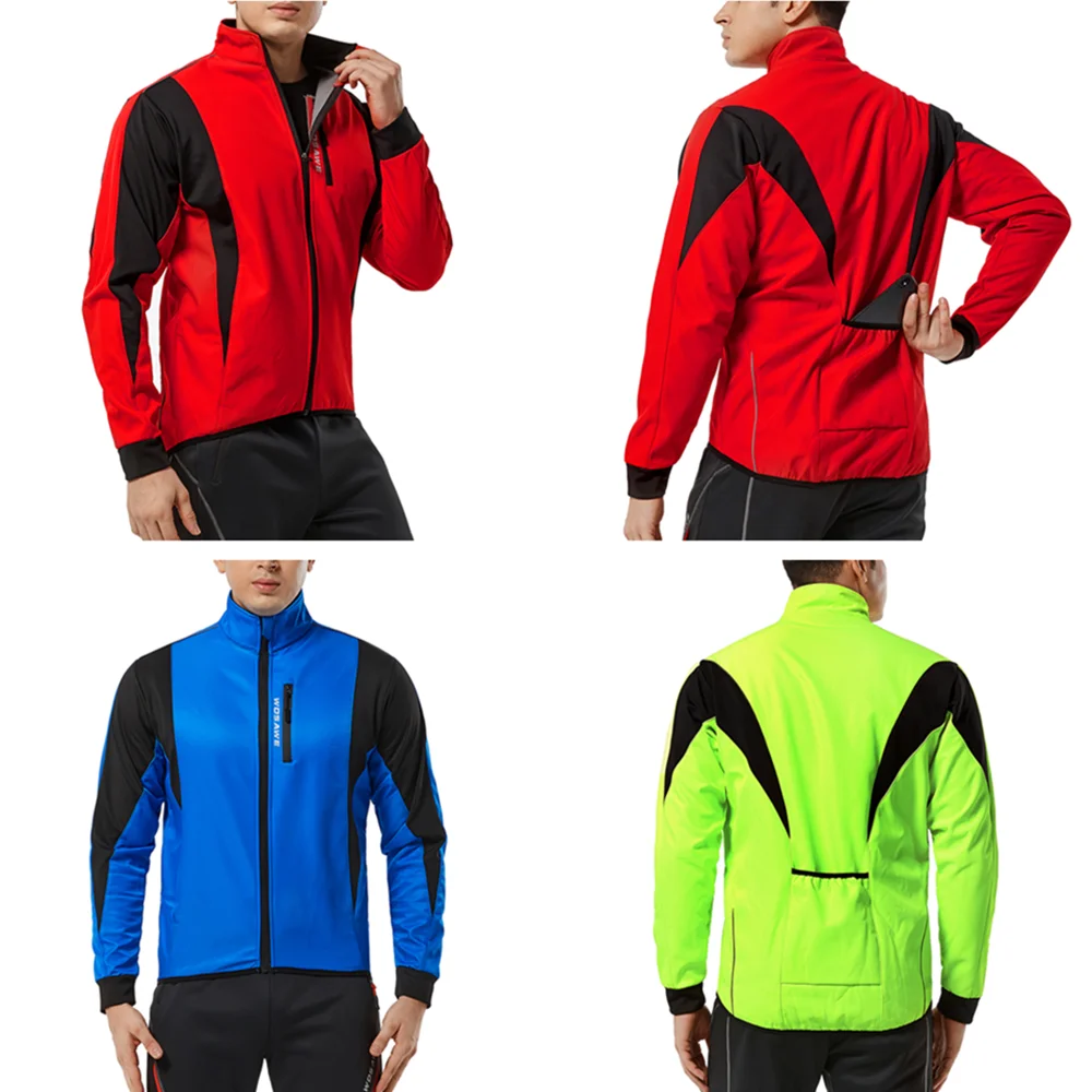 WOSAWE Winter Thermal Fleece Men Cycling Jackets Warm Up MTB Bike Clothing Windproof Sports Coat Jersey Bicycle Windbreaker