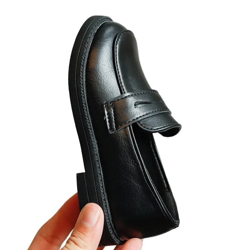 2-8Y Children's British Leather Shoes Spring New Versatile Comfortable Boys' Girls Black Single Shoes Retro Soft Leather  Shoes 6