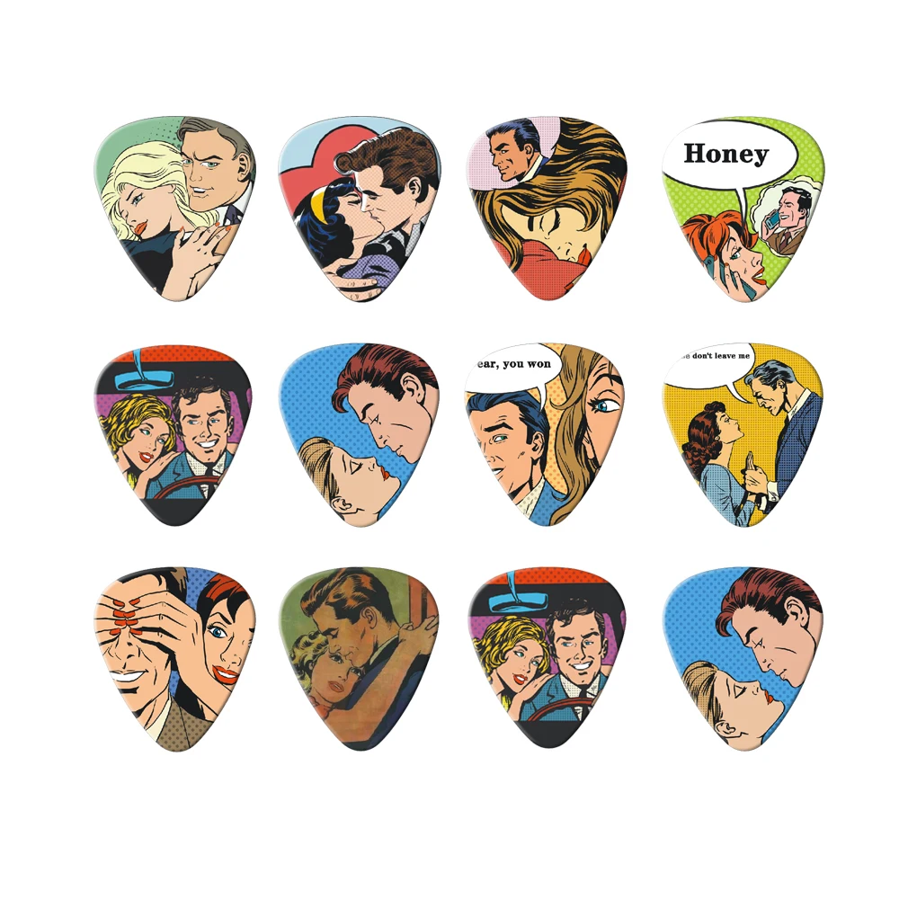 New 0.46/0.71/1.0Mm 10Pcs Guitar Paddles Cartoon Couples Acoustic Guitar Picks Musical Instrument Accessories Pick