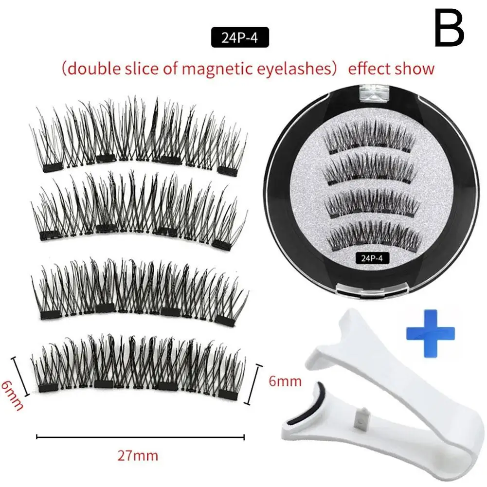 3D Magnetic Reusable Fake Eyelashes 2 Pair with 4 Lashes
