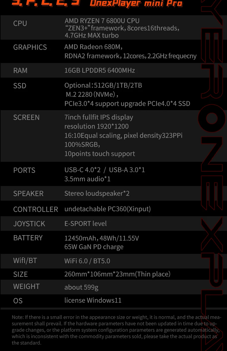 OnexPlayer MiniPro Gaming Laptop - AMD R7-6800U, 7 Inch Tablet, Win11, Pocket Office, Handheld Console Computer Description Image.This Product Can Be Found With The Tag Names Onexplayer handheld pc, Onexplayer mini 5800u, Onexplayer mini 6800u, Onexplayer mini amd, Onexplayer mini pro