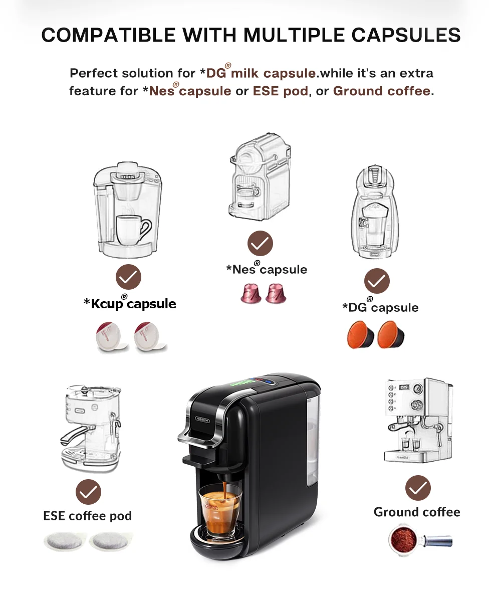 HiBREW Automatic Capsules Coffee Machine Nesspresso Coffee Maker Compatible convenient Coffee MakerLocal stock images - 6
