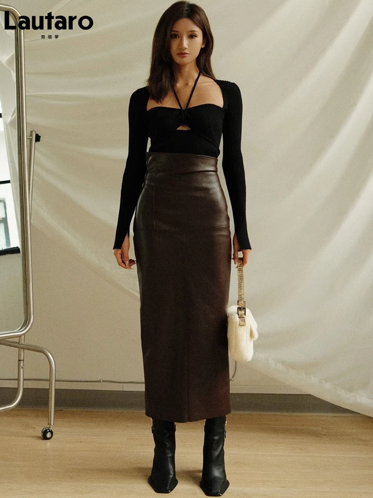 Jupe Longue Femme Alex & Co Marron Moka - Taille 16, Longueur Mollet, Ligne A Doublée