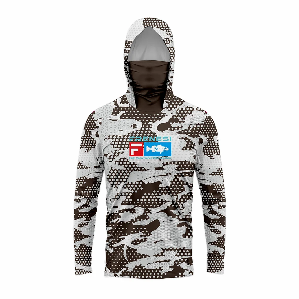 Fishing Shirt Frenesi Long Sleeve Fishing Hoodie Men Anti-UV Sun Protection Fish Hooded Shirt Hunting Jungle Camouflage Tops