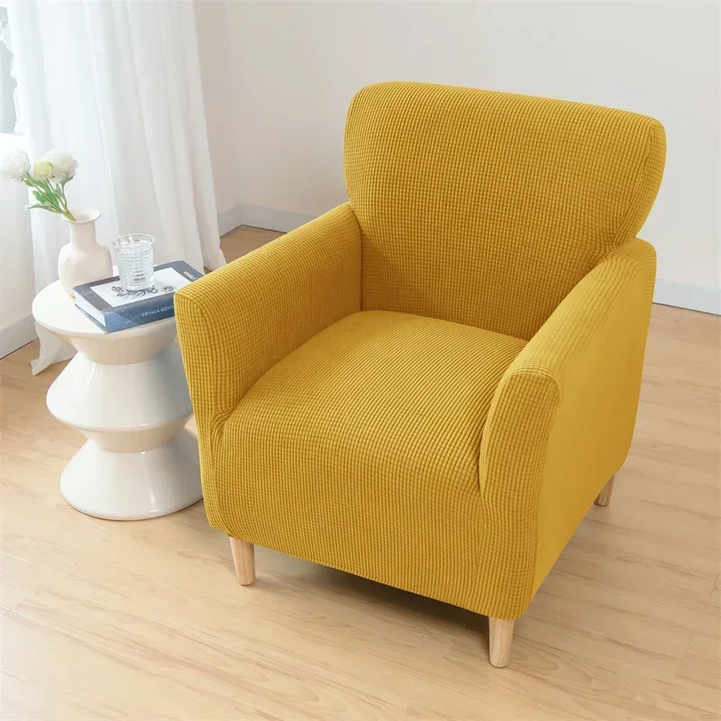 Polar Fleece Tub Chair Cover Stretch Spandex Club Sofa Armchair Slipcovers Elastic Single Couch Covers for Study Bar Counter 4