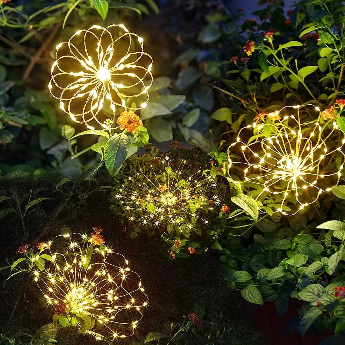 4PC Outdoor Garden Lights 8 Lighting Modes IP65 Waterproof Solar Garden Lights Dandelion Lights For Patio Lawn Party Festivals 6