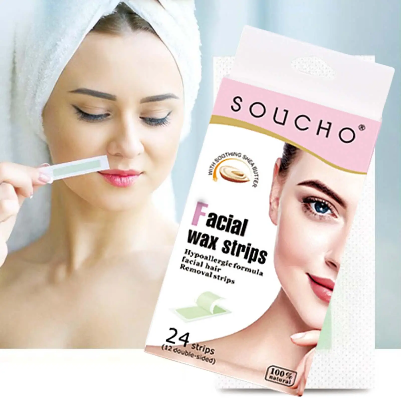 24Pcs Hair Removal Wax Strips Face Arm Home Waxing Kit Depilatory Epilator