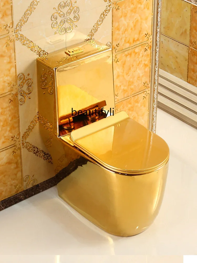 

New European-Style Golden Toilet Personalized Ceramic Super Swirling-Style Water-Saving Deodorant Luxury Toilet Color Toilet